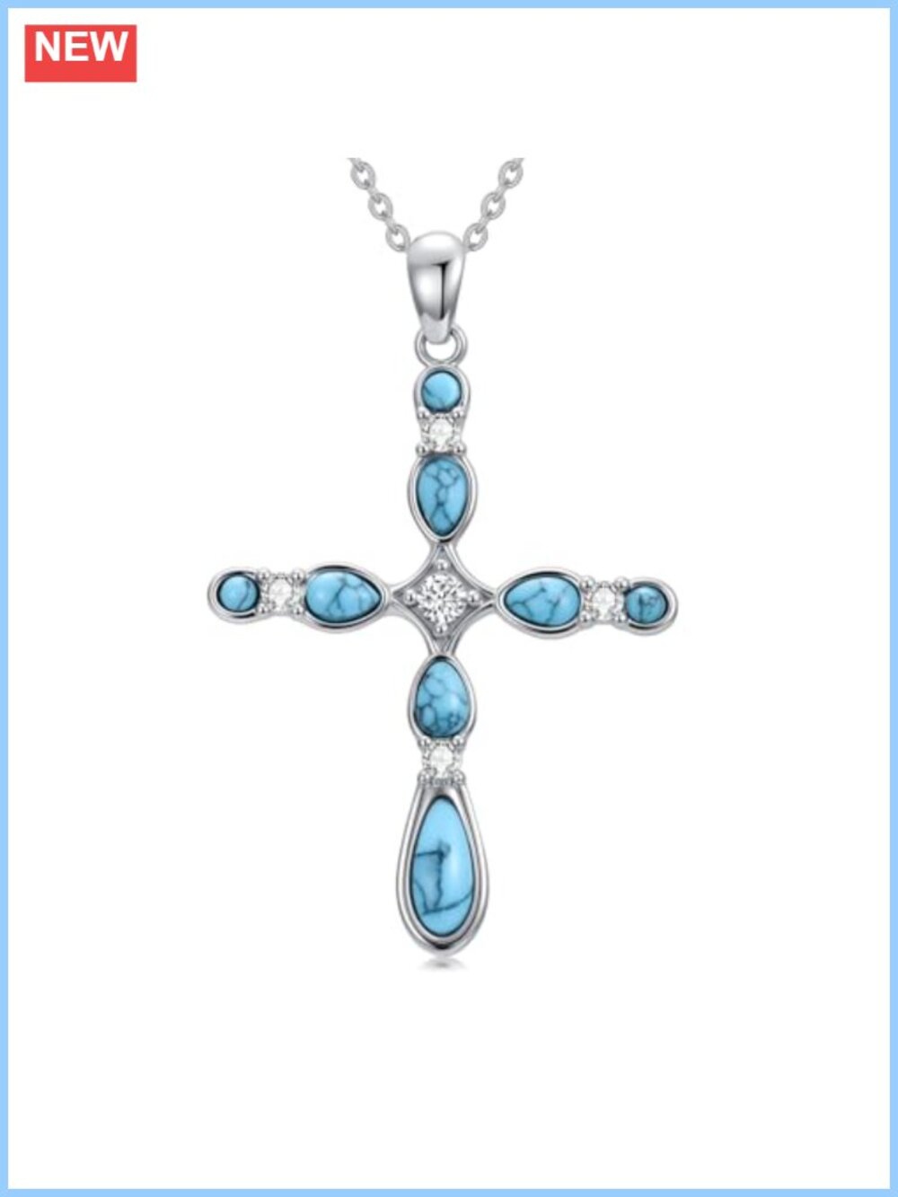925 Sterling Silver Moissanite Cross Pendant Necklace 18+2in Cable Chain